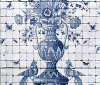 Azulejos Pannello Gattopardo in Blu 150x270cm